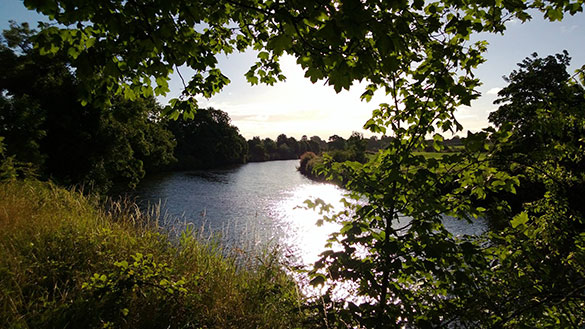 Walking to work via the river route