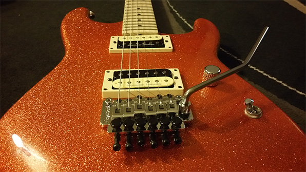 The Original Floyd Rose (top mounted) on my Charvel Pro Mod Super Stock SD1-FR (Orange Flake)