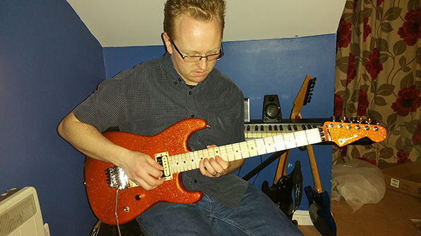 Having a quick play on my Charvel Pro Mod Super Stock SD1-FR (Orange Flake)