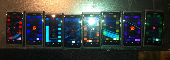 8 Nokia Lumia 800s running Vequencer in a shared composition